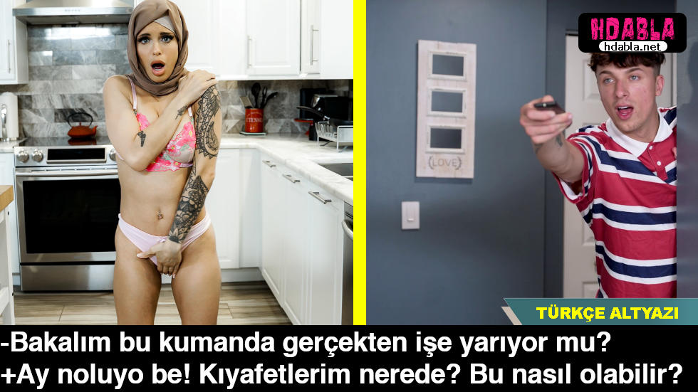 Büyülü kumandanın tuşuna basınca Türbanlı Annemden bir kıyafet eksiliyor Büyülü kumandanın tuşuna basınca Türbanlı Annemden bir kıyafet eksiliyor